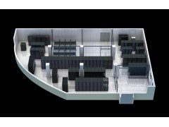 上海指挥中心小间距拼接屏效果图制作|机房俯视图设计